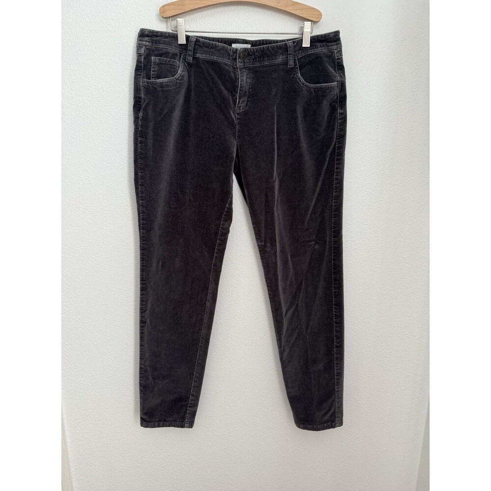 Garnet Hill Pants Jeans Faux Velvet Super Soft Stretch Size 14 Gray Holiday Fall